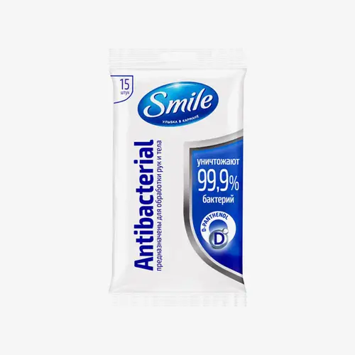 Салфетки Smile Antibacterial с Д-пантенолом 15 шт