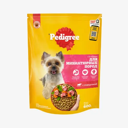 Корм Pedigree Говядина для взрослых собак миниатюрных пород, 600 г