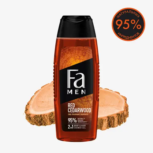 Гель для душа  Fa MEN Red Cedarwood 2-в-1, с ароматом кедра и винтажного виски, 250 мл