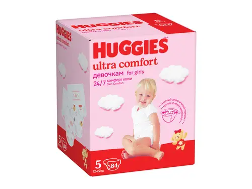 Подгузники Huggies Ultra Comfort 5 для девочек 12-22 кг 84 шт