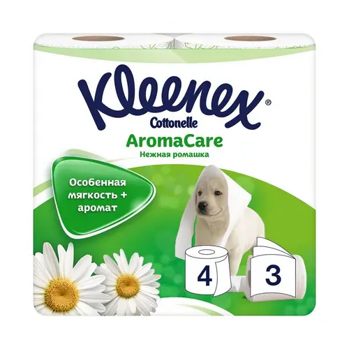 Kleenex, туалетная бумага kleenex 3сл 4рул ромашка, цена за шт, ШК: 5029053541600