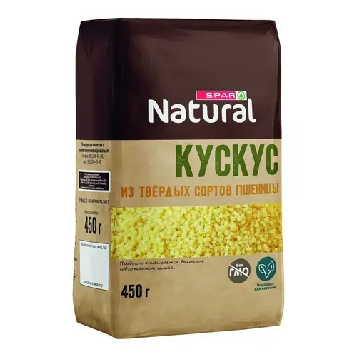 КУСКУС SPAR 450ГР ИЗ ТВЕРДЫХ СОРТОВ ПШЕНИЦЫ, ШК: 4607072716882