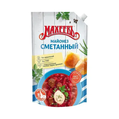 Махеевъ, майонез махеевъ 770гр сметанный 50,5% д/п, цена за шт, ШК: 4604248014124