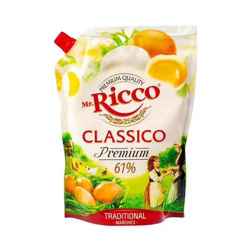 Mrricco, майонез mr.ricco 750гр classico дойпак, цена за шт, ШК: 4604075038287