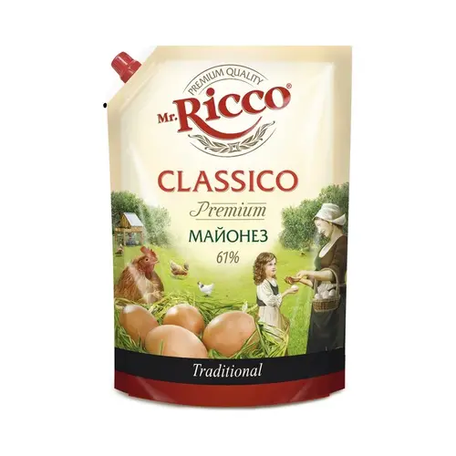 Mrricco, майонез mr.ricco 375гр classico дойпак, цена за шт, ШК: 4604075038263