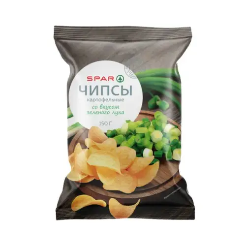 ЧИПСЫ SPAR СО ВКУСОМ ЗЕЛЕНОГО ЛУКА 150Г, ШК: 4610002747344