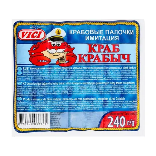 Vici-Крабы, крабовые палочки vici 240гр краб крабыч заморожены, цена за шт, ШК: 4770190037761