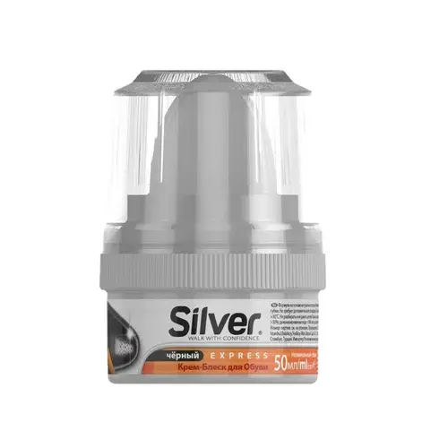 Silver, Крем-Блеск Для Обуви Silver 50Мл Черный, Шт, ШК: 8690757202509