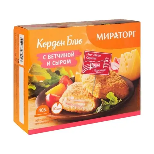 Мираторг, Кордон Блю Мираторг 405Гр С Ветчиной И Сыром, Шт, ШК: 4607177074023