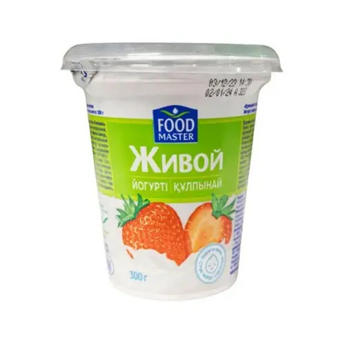 Food Master, Йогурт Вязкий Food Master 300Гр 1,5% Живой Клубник, Шт, ШК: 4870055001750