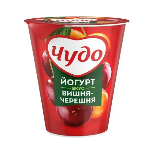 ЙОГУРТ ВЯЗКИЙ ЧУДО 290гр 2% ВИШНЯ-ЧЕРЕШНЯ, ШК: 4690228107313