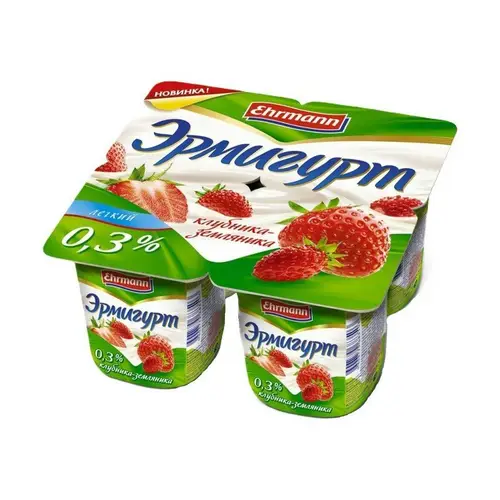 Ehrmann, йогуртный продукт ehrmann эрмигурт 100гр 0,3% клуб, цена за шт, ШК: 4606779900204