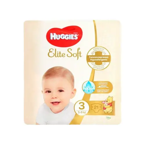 Huggies, подгузники huggies elite soft s3 21шт 5-9кг, цена за шт, ШК: 5029053545271