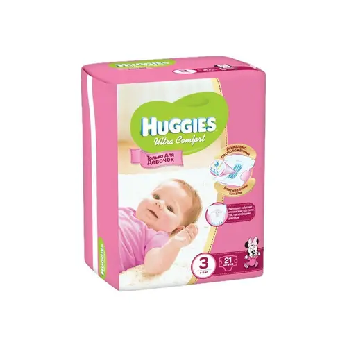 Huggies, подгузники huggies uc s3 21шт 5-9кг д/девочек, цена за шт, ШК: 5029053543543