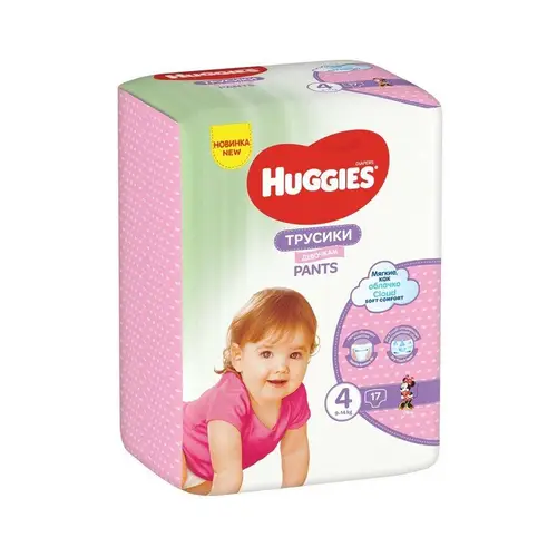 Huggies, Трусики Huggies Pants S4 17Шт 9-14Кг Д/Девочек, Шт, ШК: 5029053547503