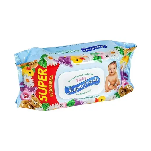 Биосфера, влажные салфетки superfresh baby 120шт с клапаном, цена за шт, ШК: 4823071619010