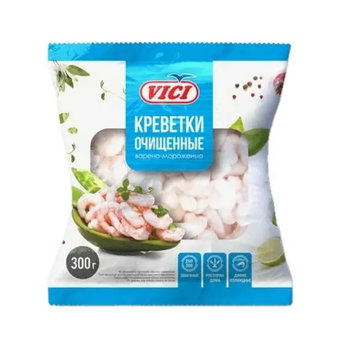 Vici-Креветки, Креветки Очищенные Vici 300Гр Заморожен 200/300, Шт, ШК: 4770190050197