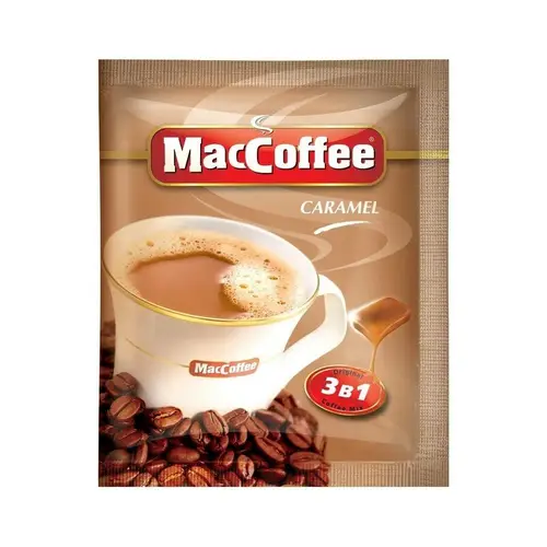 Maccoffee 3В1, кофе maccoffeе 18гр карамель, цена за шт, ШК: 8887290101905