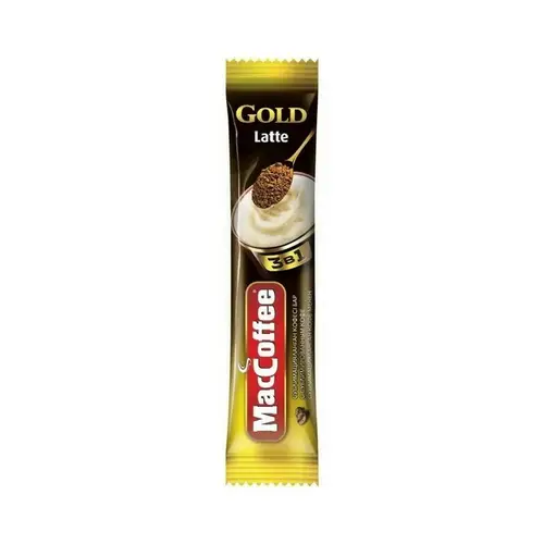 Maccoffee 3В1, кофе maccoffee 16гр gold latte, цена за шт, ШК: 8887290130158