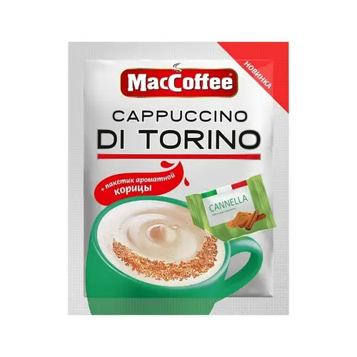 Maccoffee 3В1, кофе maccoffeе 25,5гр di torino 3в1 cappucc.корица, цена за шт, ШК: 8887290002233