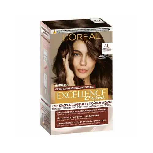 Loreal Excellence, краска loreal excellence 4u каштановый, цена за шт, ШК: 3600523998685