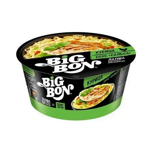 Big-Bon, лапша big-bon 85гр с курицей и соусом сальса чашка, цена за шт, ШК: 4605496001461