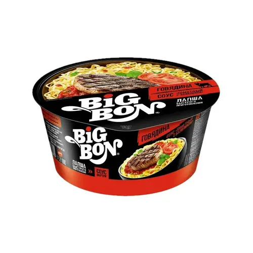 Big-Bon, лапша big-bon 85гр говядина/базилик чашка, цена за шт, ШК: 4605496001478