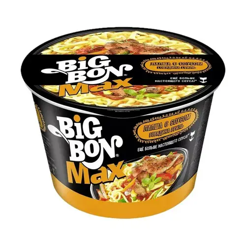 Big-Bon, лапша big-bon 95гр с соусом говядины и гриля чашка, цена за шт, ШК: 4605496013105