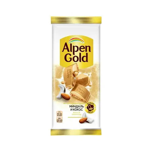 ШОКОЛАД ALPEN GOLD 85ГР МИНДАЛЬ КОКОС, ШК: 7622201427122