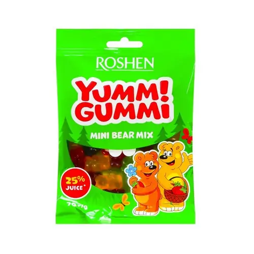 МАРМЕЛАД ROSHEN 70ГР YUMMI GUMMI MINI BEAR MIX, ШК: 4823077636349