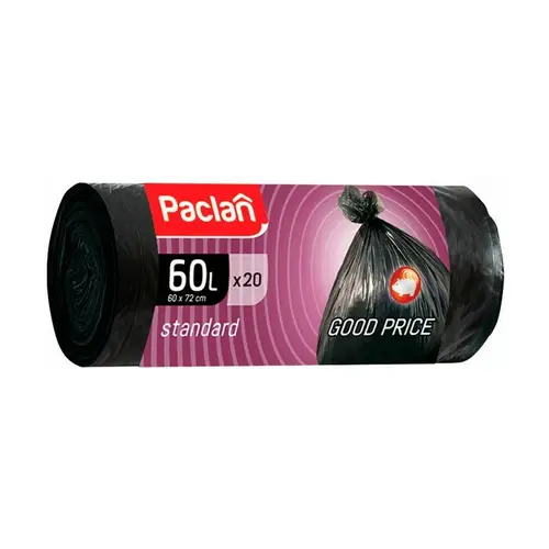 Paclan, пакеты д/мусора paclan 20шт 60л, цена за шт, ШК: 4014100007506