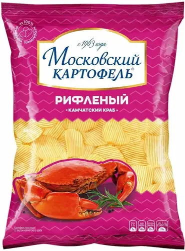 Чипсы картофельные Московский картофель Камчатский краб рифленые