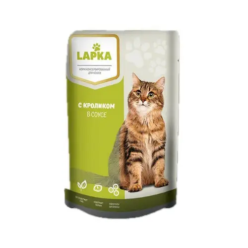 Lapka, корм для кошек lapka 85гр кролик, цена за шт, ШК: 4640011981699