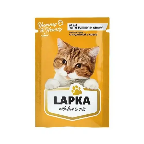 Lapka, корм для кошек lapka 85гр индейка, цена за шт, ШК: 4640011981705