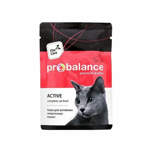 Probalance, корм для кошек probalance 85гр для активных, цена за шт, ШК: 4640011980852