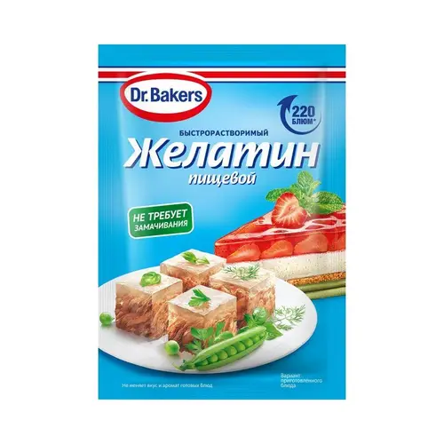 Drbakers, желатин dr.bakers 30гр пищевой, цена за шт, ШК: 4607061494661