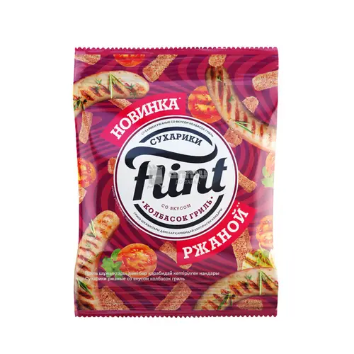 Сухарики Flint ржаные со вкусом колбасок гриль, 100г