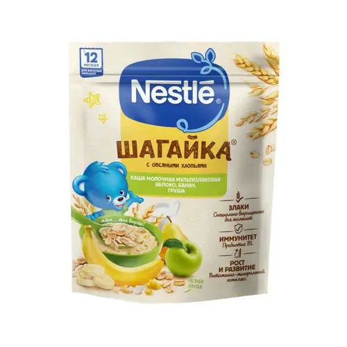 Nestle, каша шагайка nestle 190гр мультизлак овсян/хлопья, цена за шт, ШК: 4600680023540