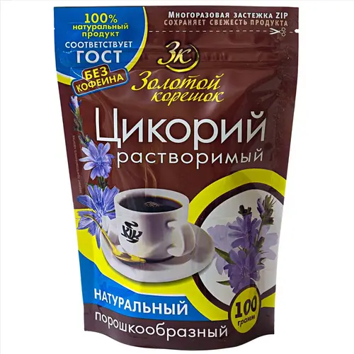 Цикорий растворимый порошкообразный Золотой Корешок, комплект из 4 пакетов по 100 грамм каждый