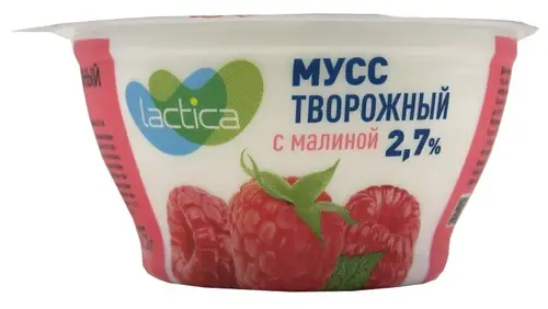 Мусс творожный Lactica с малиной 2.7% 115г