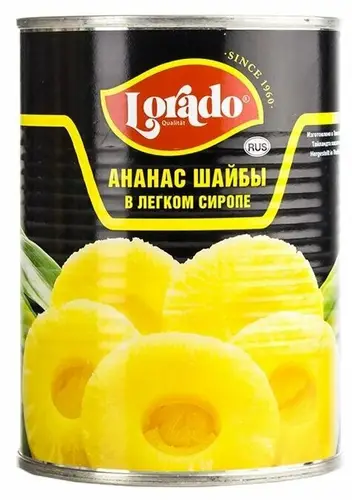 Ананас Lorado шайбы в легком сиропе 850г