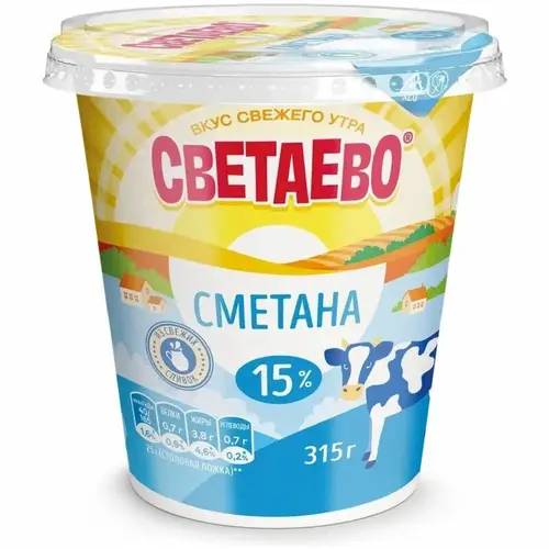 Сметана Светаево 15% 315г