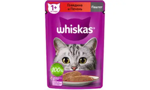 Корм Whiskas паштет говяд/печень 75 г