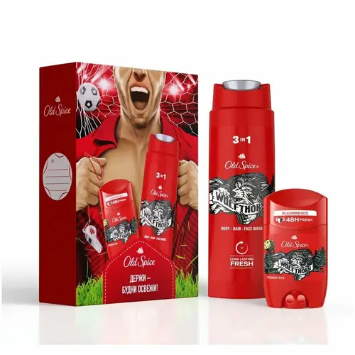 Old Spice Подарочный набор "Wolfthorn" (Гель для душа 3в1, 250 мл. + Дезодорант-стик, 50 мл.)