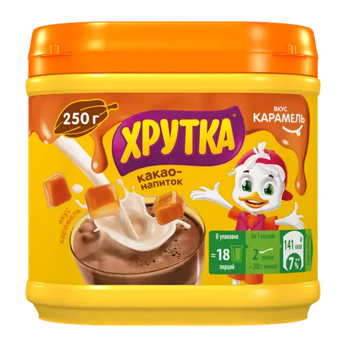 Какао ХРУТКА вкус карамель банка, 250 г